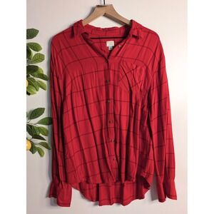 A New Day Red and Black Flannel Shirt Sz L